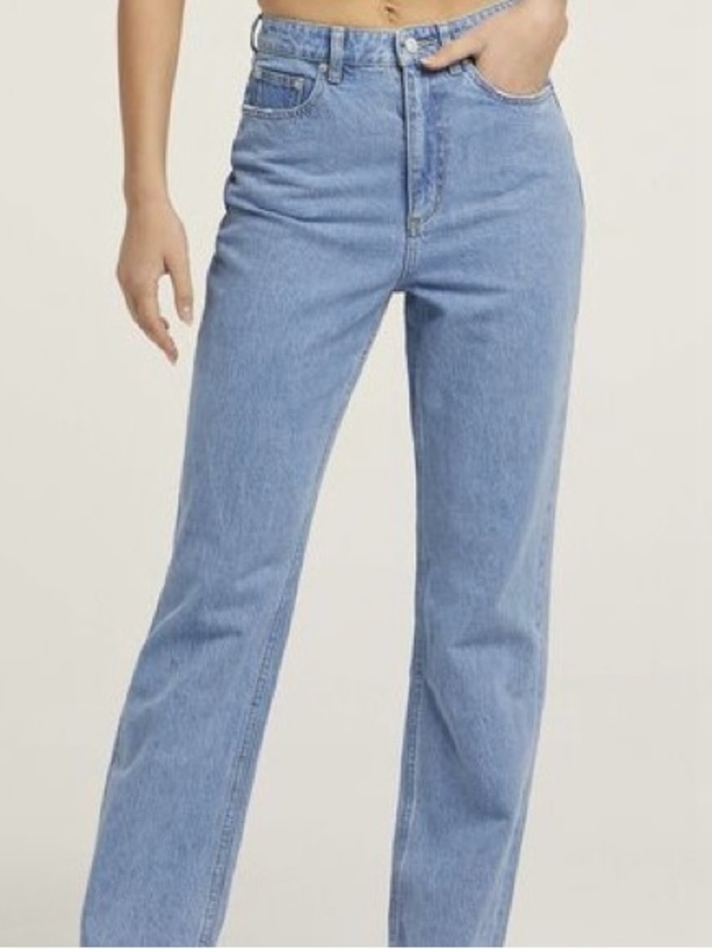 Sunday Best| ‘Mom’ Casual Straight-Leg Jeans Light Blue Stone Wash Denim Sz 00
